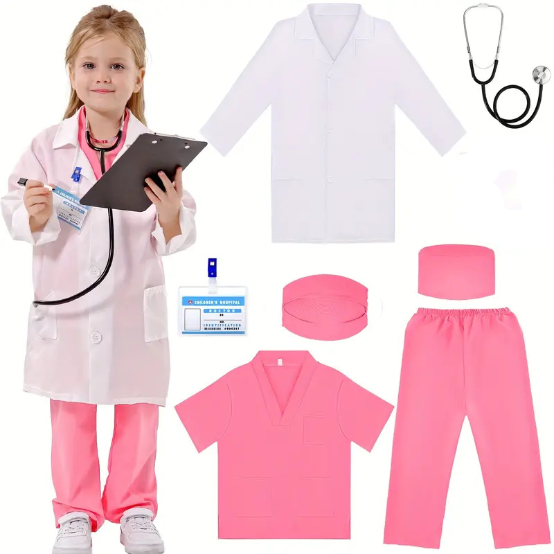 Lab Coat Medical - 7PCS Kids Doctor Nurse Cosplay Outfit