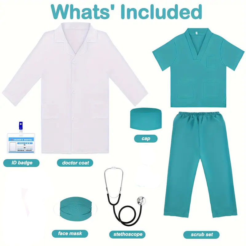 7PCS Kids Doctor Nurse Cosplay - Lab Coat Medical review and price